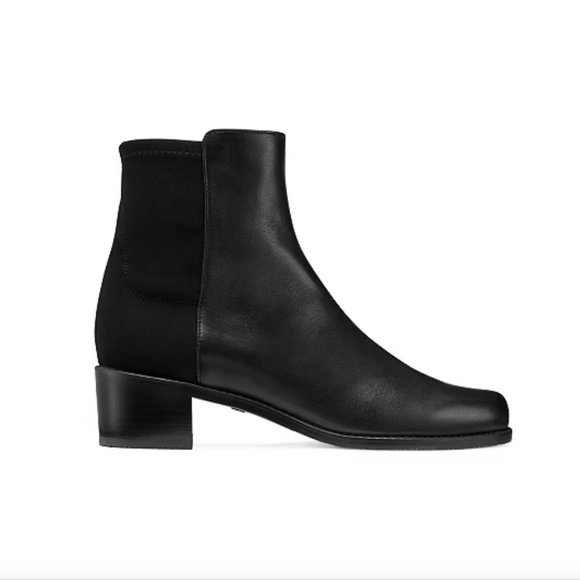 New Stuart Weitzman Women's Easyon Reserve Black Leather Block-Heel Booties $650 - Picture 1 of 6